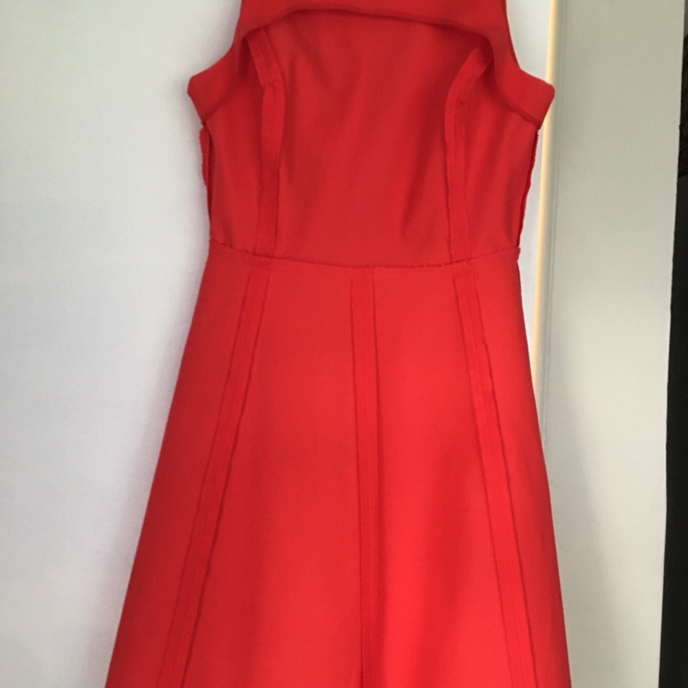 Banana Republic Dress Sz 6 Red Fit & Flare Sleeveless Below Knee Zipper Y2K - Picture 5 of 9
